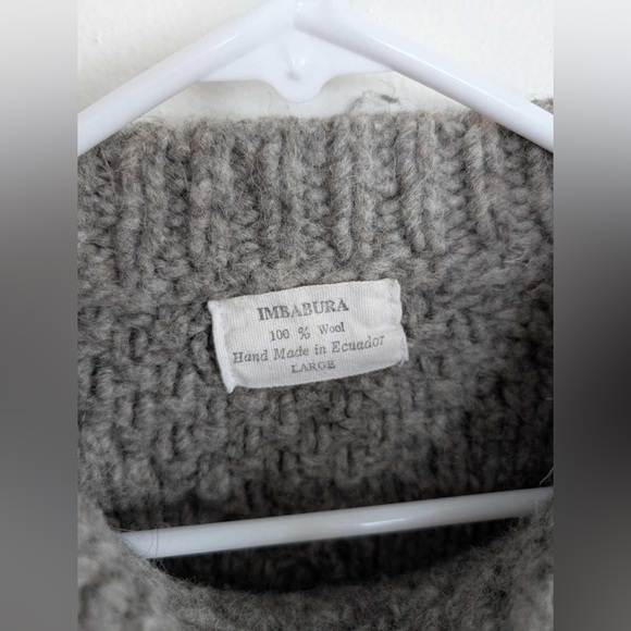 Imbabura 100% Wool Cozy Gray Cable Knit Sweater Womens Size Large - Picture 2 of 6